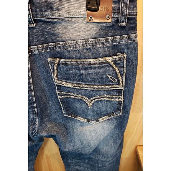 GS115 Gramercy SF Mens Jeans 36x31 Light Wash Gray Silver Y2K Distressed Style - Picture 11 of 16